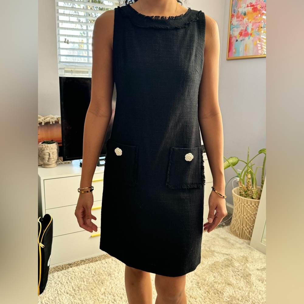 Karl Lagerfeld Charcoal Textured Midi Dress